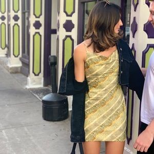 Urban Outfitters Patterned Yellow Slip Dress Size Small